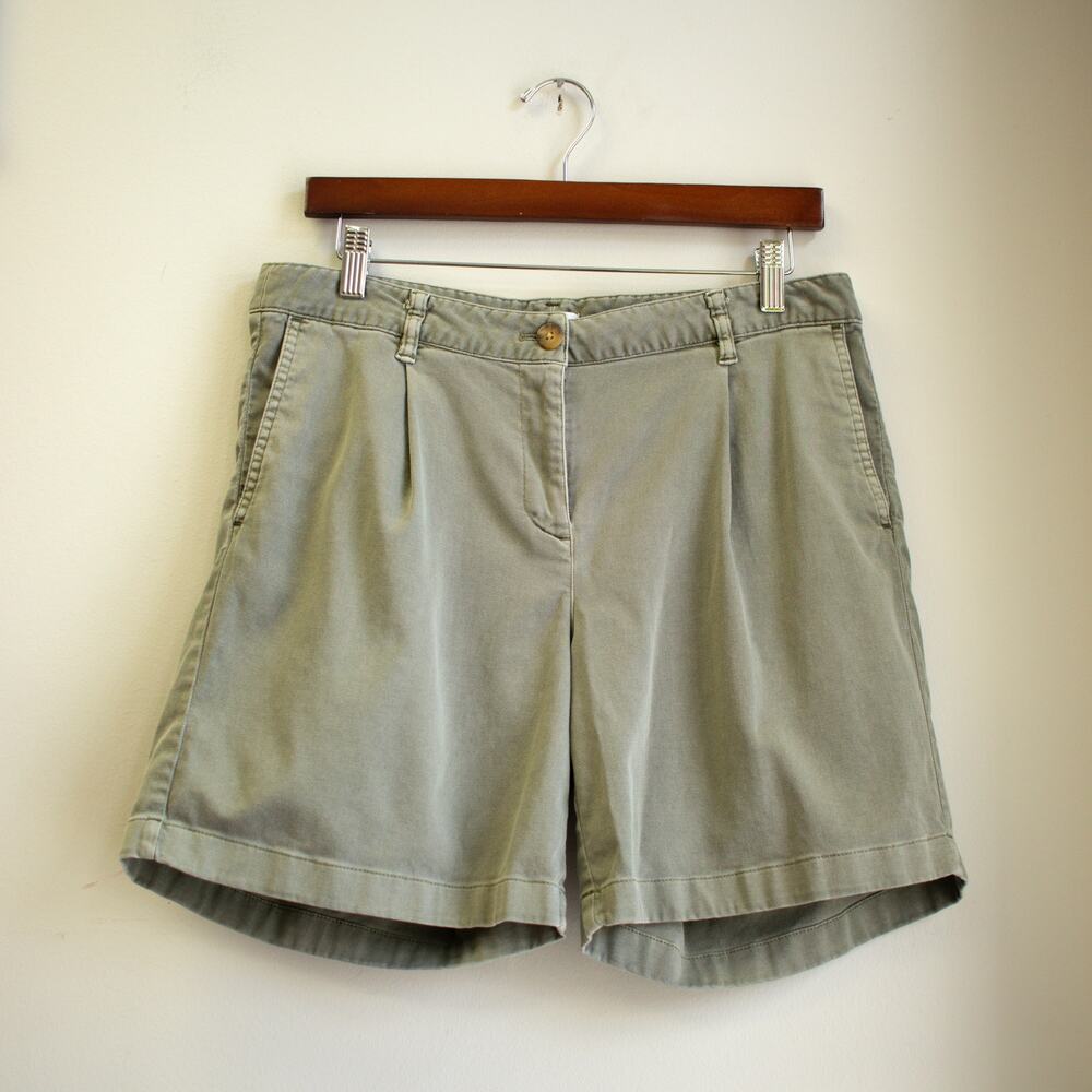J.Jill Washed Olive Pleated Shorts Size 8